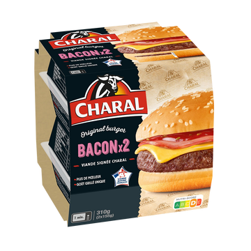 Charal Cheesburger Au Bacon Charal, 2x155g.