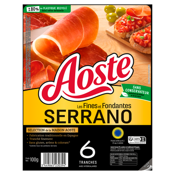 Image de Jambon fines et fondantes Serrano AOSTE, 6 tranches soit