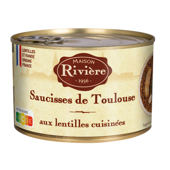 Image de Saucisses de Toulouse aux lentilles cuisi.MAISON RIVIERE bte 1/2
