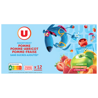 Image de U
Gourdes dessert fruitier pomme-pomme abricot pomme-fraise sans sucre ajouté