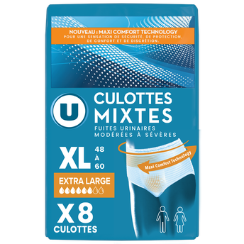 Image de U
Culottes incontinence mixtes pour adulte Taille XL