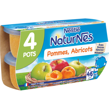 Nestlé Compote Pomme Abricot Naturnes, Dès 4-6 Mois, 4x130g