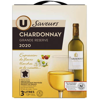 Image de U SAVEURS
Vin blanc IGP Pays d'Oc Chardonnay grande réserve fontaine à vin
