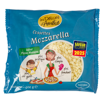Les Délices d'Amélie Cossettes Mozzarella Au Lait Pasteurisé Les Delices D'amelie, 22,2% Demg, 400g