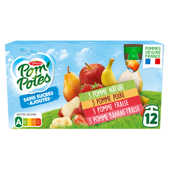 Image de Compotes Gourdes Sans Sucres Ajoutés Pomme, Pomme Poire, Pomme Fraise,Pomme Banane POM'POTES