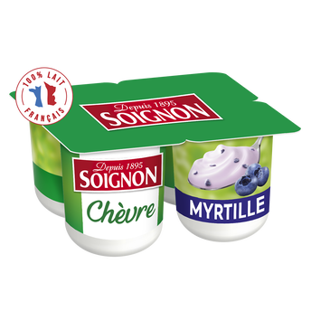 Image de Yaourts brassés au lait de chèvre myrtille SOIGNON - 4 pots de
