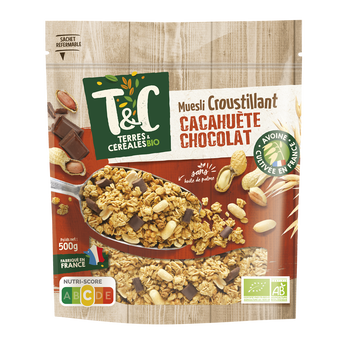 Image de Muesli bio cacahuetes/chocolat TERRES ET CEREALES sachet