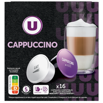 Image de U
Café capsules CAPPUCCINO N°5 - compatible DOLCE GUSTO