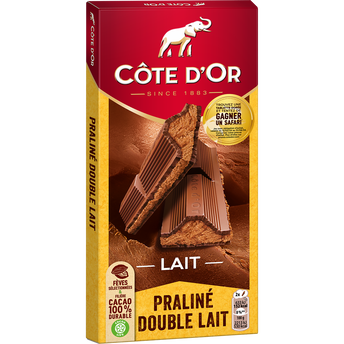 Image de Chocolat noir au lait praliné double lait COTE D'OR - Tablette de