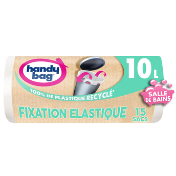 Image de Sac poubelle salle de bain fixation élastique 80% plastique recyclésHANDY BAG 10L