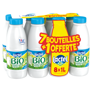 Lait UHT 1/2 écrémé bio bouteille 1l - Grandeur Nature