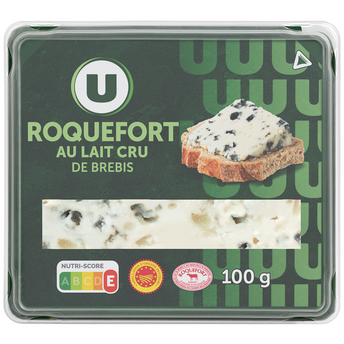 Image de U
Fromage au lait cru de brebis AOP Roquefort 32% de matière grasse  tranche de