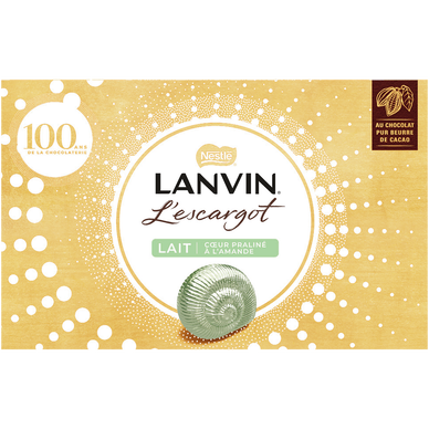 L'escargot chocolat au lait coeur de praline à l'amande LANVIN, boîtede 16  soit 164g - Super U, Hyper U, U Express 