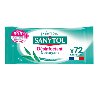 Image de Lingettes désinfectantes multi usages eucalyptus SANYTOL