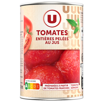 Image de U
Tomates entières pelées au jus  - Boîte de 238g net