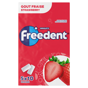 Image de Chewing gum sans sucre fraise FREEDENT, 5x10 dragées