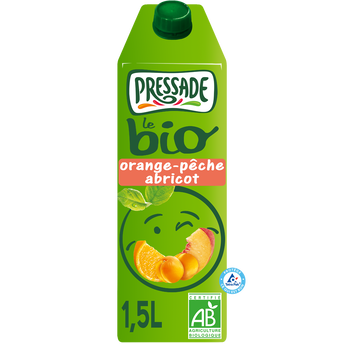 Image de Nectar bio d'orange, pêche et abricot PRESSADE, brique de 1,5
