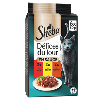 Image de Sachets fraîcheur chat Délices du Jour boeuf et poulet en sauce SHEBA