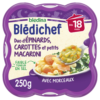 Image de Plat bébé épinard carottes macaronis dès 18 mois BLEDICHEF BLEDINA