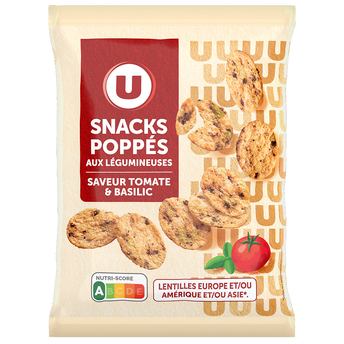 Image de U
Biscuit apéritif Snacks poppes saveur tomate ail basilic, sachet de