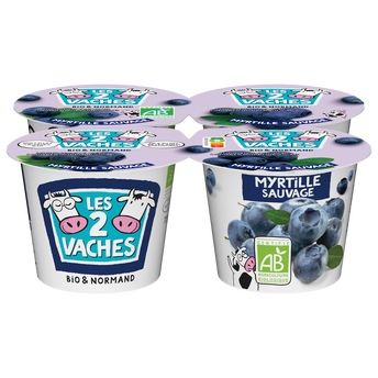 Image de Yaourt aux fruits bio myrtille LES 2 VACHES