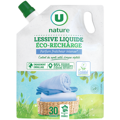 Lessive liquide éco-recharge fraicheur 30 lavages 1,5 litres - Super U,  Hyper U, U Express 
