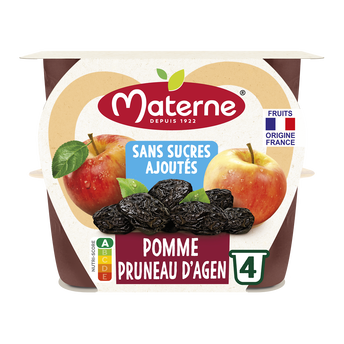 Image de Compotes Coupelles Sans Sucres Ajoutés Pomme Pruneau MATERNE