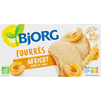 Image de Biscuits fourrés à l'abricot bio BJORG, paquet de