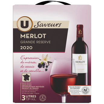 Image de U SAVEURS
Vin rouge IGP Pays d'Oc Merlot grande réserve - Fontaine à vin