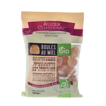 Auzier Chabernac Boules Miel Bio Auzier Chabernac, Sachet De 100g