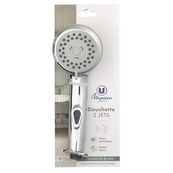 Image de U MAISON
Douchette chrome 8 cm 2 jets - jets pluie et