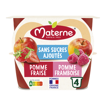 Image de Compote Duo pomme/fraise-pomme/framboise MATERNE