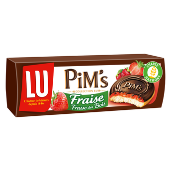 Image de Biscuits génoises nappées fraise chocolat Pim's LU, paquet de
