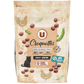 Image de U
Croquettes sans céréales riches en poulet frais pour chat sénior