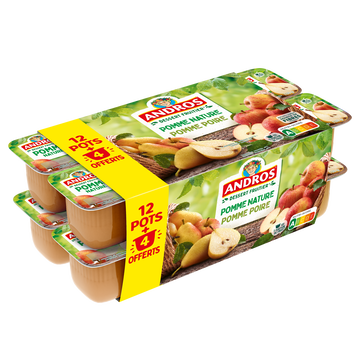 Andros Dessert Pomme Et Spécialité Pomme/poires Andros 12x100g + 4 Offerts