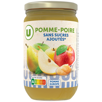 Image de U
Purée de pomme poire sans sucre ajouté, bocal