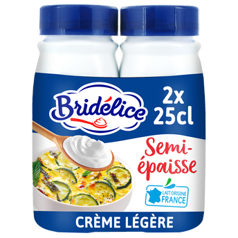 Image de Crème légère semi épaisse  18% de matière grasse UHT BRIDELICE, 2 bouteilles de