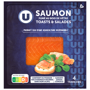 Image de U
Saumon fumé Atlantique, Norvège, Toasts et salades, 4 tranches