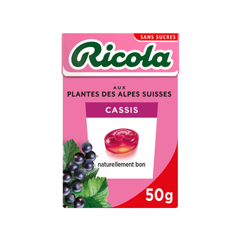 Image de Bonbons cassis sans sucres avec stévia  RICOLA boîte