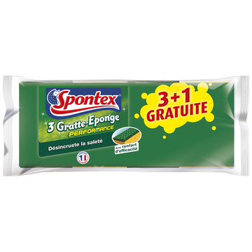 Spontex Gratte-éponge Performance Spontex, X3+1 Offert