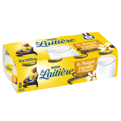 Yaourt au lait entier vanille arôme naturel La laitière 8x125g sur