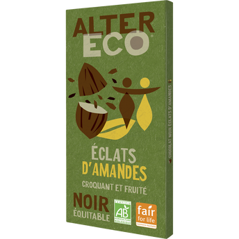 Image de Chocolat noir bio aux amandes ALTER ECO, tablette de