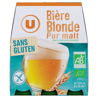 Image de U SANS GLUTEN
Bière blonde sans gluten, , 5,5°, Pack