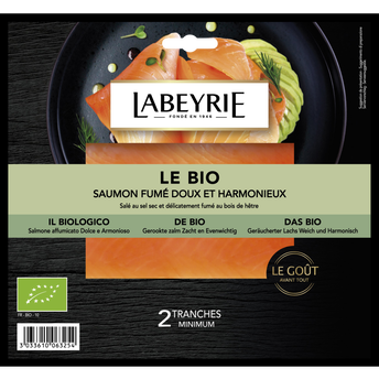 Image de Saumon fumé bio certifié AB Atlantique LABEYRIE, 2 tranches soit