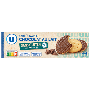 Image de U SANS GLUTEN
Sablés nappés chocolat au lait SANS GLUTEN