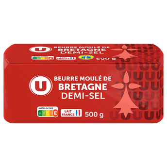 Image de U
Beurre moulé demi-sel 80%MG, plaquette de