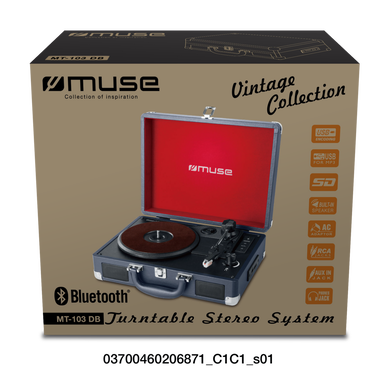 Platine Vinyle MUSE MT-103 DB - Port USB, Lecteur de carte SD, 2