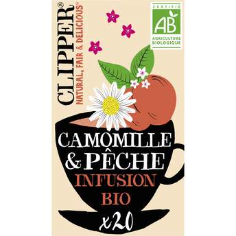 Image de Infusion Bio Camomille Pêche CLIPPER - 20 sachets