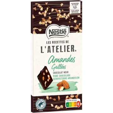 Nestlé Chocolat Noir Aux Amandes Grillées Les Recettes De L'atelier Nestle, Tablette De 115g