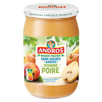 Image de Compote sans sucres ajoutés pomme poire ANDROS, bocal